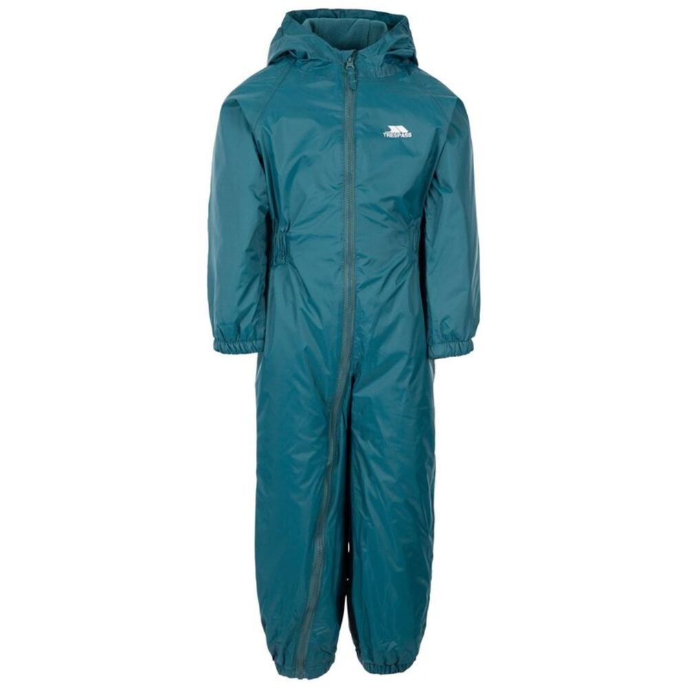Trespass Little Kids Unisex Dripdrop Padded Waterproof Rain Suit / Teal